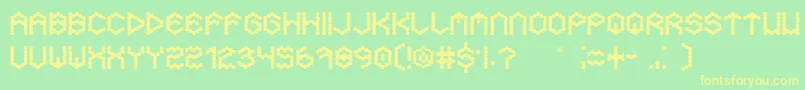 フォントHexa – 黄色の文字が緑の背景にあります
