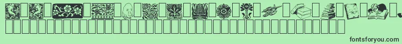 ListemagerensDingbats-fontti – mustat fontit vihreällä taustalla