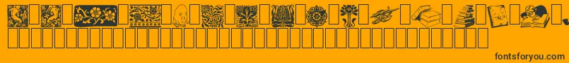 ListemagerensDingbats-Schriftart – Schwarze Schriften auf orangefarbenem Hintergrund