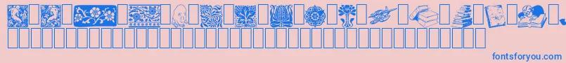 Czcionka ListemagerensDingbats – niebieskie czcionki na różowym tle