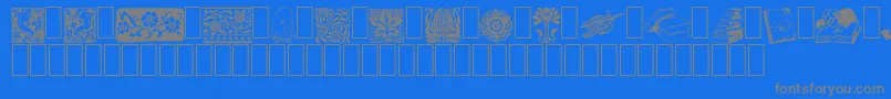 ListemagerensDingbats-fontti – harmaat kirjasimet sinisellä taustalla