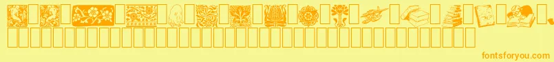 ListemagerensDingbats-Schriftart – Orangefarbene Schriften auf gelbem Hintergrund
