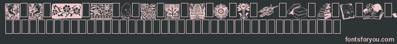 ListemagerensDingbats-fontti – vaaleanpunaiset fontit mustalla taustalla