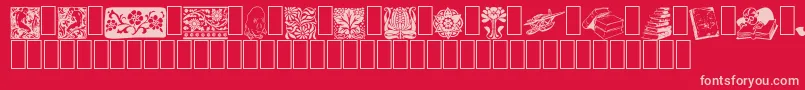 ListemagerensDingbats-fontti – vaaleanpunaiset fontit punaisella taustalla