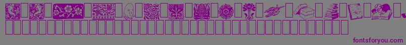ListemagerensDingbats-fontti – violetit fontit harmaalla taustalla