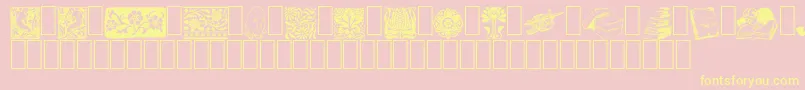 ListemagerensDingbats-fontti – keltaiset fontit vaaleanpunaisella taustalla