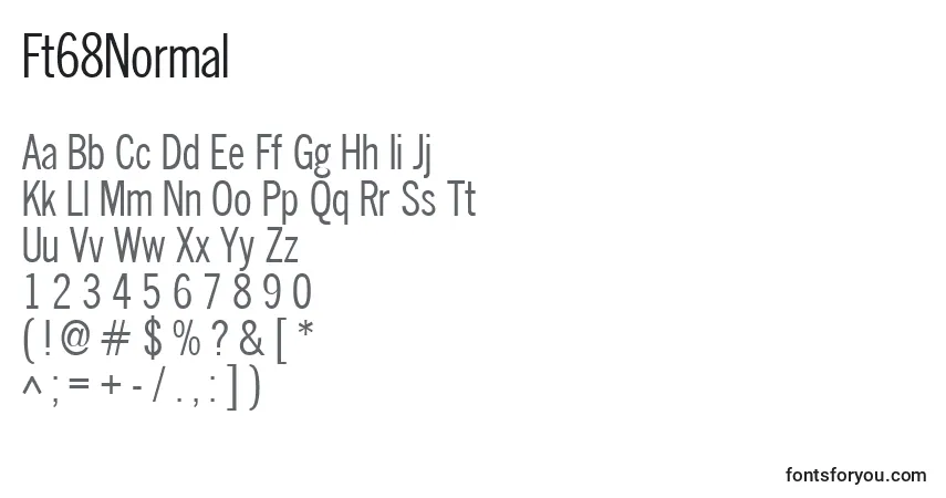 Czcionka Ft68Normal – alfabet, cyfry, specjalne znaki