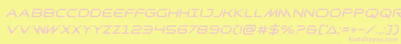 Prometheanlaserital-Schriftart – Rosa Schriften auf gelbem Hintergrund