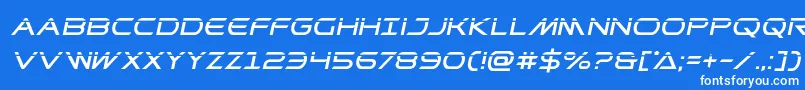 フォントPrometheanlaserital – 青い背景に白い文字