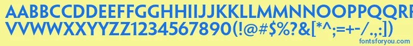フォントPenumbraflarestdSemibold – 青い文字が黄色の背景にあります。