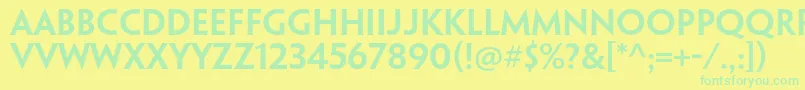 フォントPenumbraflarestdSemibold – 黄色い背景に緑の文字