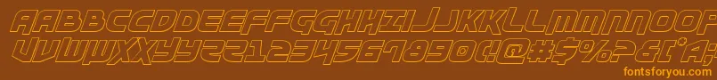 Moltorsoutital-Schriftart – Orangefarbene Schriften auf braunem Hintergrund