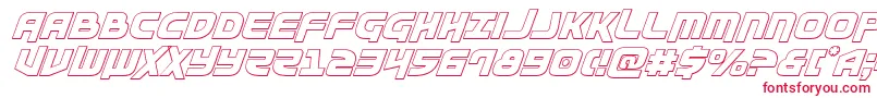 Moltorsoutital-Schriftart – Rote Schriften auf weißem Hintergrund