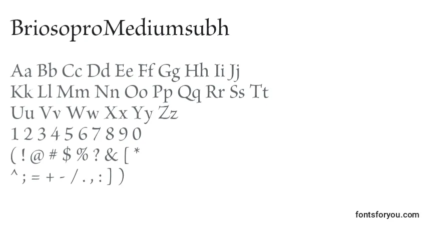 A fonte BriosoproMediumsubh – alfabeto, números, caracteres especiais