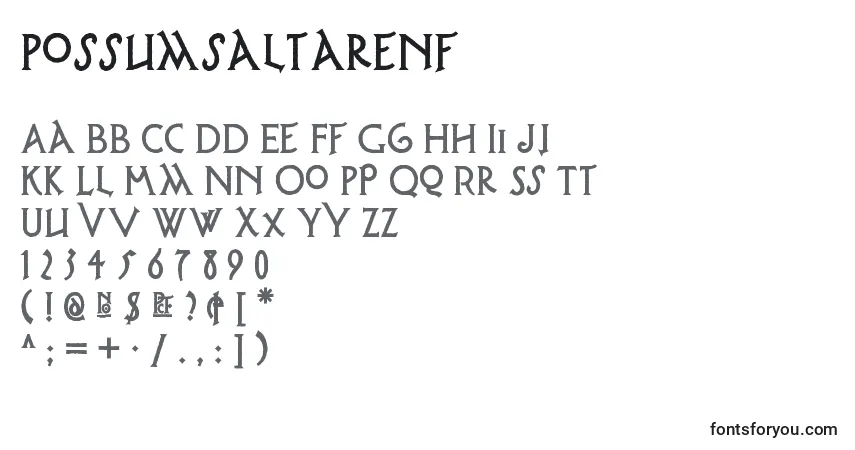 Possumsaltarenf (113116)-fontti – aakkoset, numerot, erikoismerkit