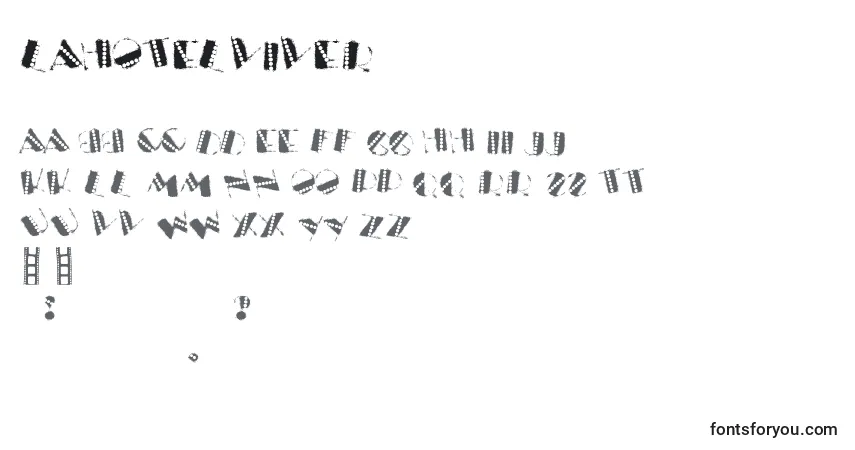 Czcionka LaHotelViver – alfabet, cyfry, specjalne znaki