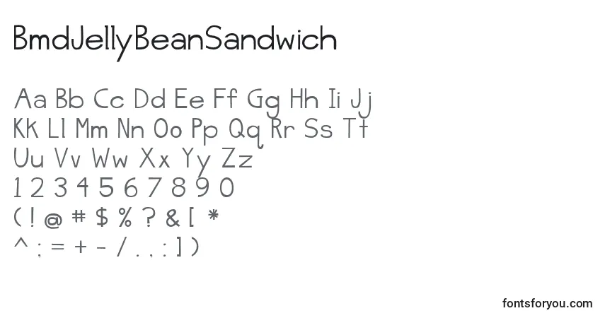 A fonte BmdJellyBeanSandwich – alfabeto, números, caracteres especiais