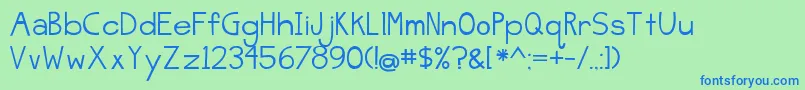 BmdJellyBeanSandwich Font – Blue Fonts on Green Background