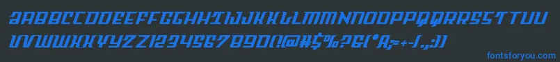 Skycabsemibold-Schriftart – Blaue Schriften auf schwarzem Hintergrund