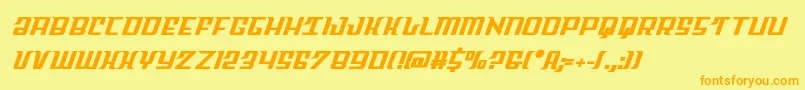フォントSkycabsemibold – オレンジの文字が黄色の背景にあります。
