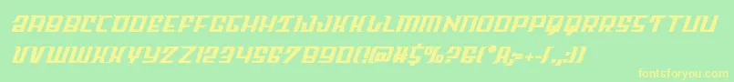 Skycabsemibold-Schriftart – Gelbe Schriften auf grünem Hintergrund