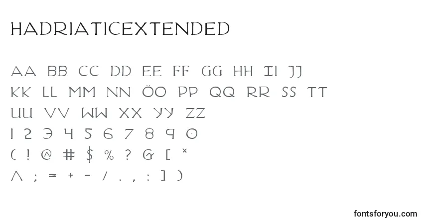 A fonte HadriaticExtended – alfabeto, números, caracteres especiais