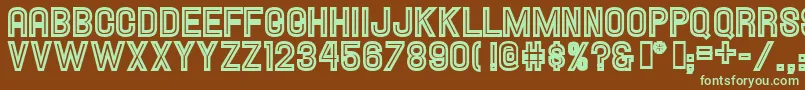 HallandaleInlineJl-fontti – vihreät fontit ruskealla taustalla