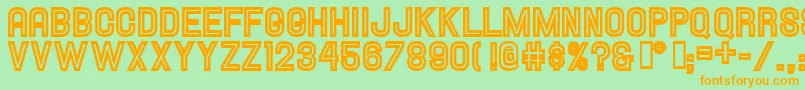 HallandaleInlineJl-Schriftart – Orangefarbene Schriften auf grünem Hintergrund