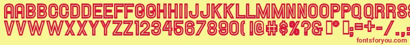 フォントHallandaleInlineJl – 赤い文字の黄色い背景