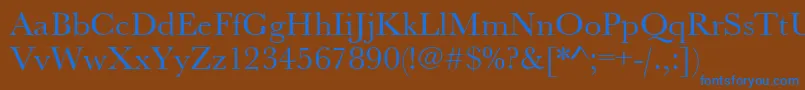 Urwbaskertwid-Schriftart – Blaue Schriften auf braunem Hintergrund
