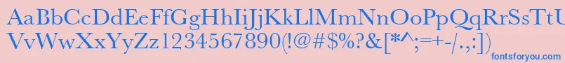 フォントUrwbaskertwid – ピンクの背景に青い文字