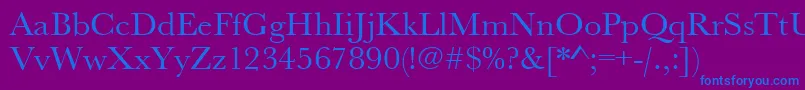 Urwbaskertwid-Schriftart – Blaue Schriften auf violettem Hintergrund