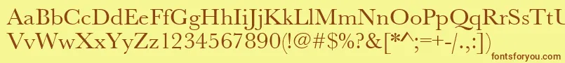 Шрифт Urwbaskertwid – коричневые шрифты на жёлтом фоне