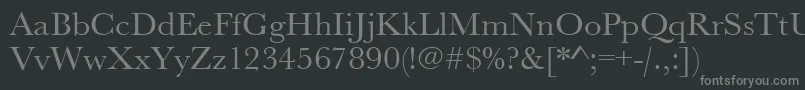 Urwbaskertwid-fontti – harmaat kirjasimet mustalla taustalla