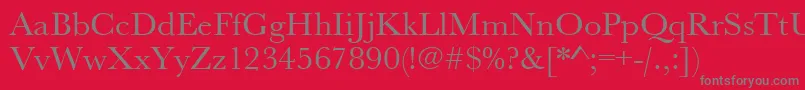 Urwbaskertwid-Schriftart – Graue Schriften auf rotem Hintergrund