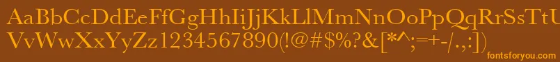 Urwbaskertwid-fontti – oranssit fontit ruskealla taustalla