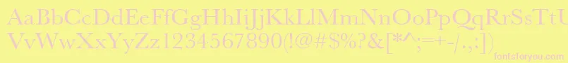 Urwbaskertwid-fontti – vaaleanpunaiset fontit keltaisella taustalla