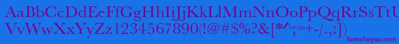 Urwbaskertwid-Schriftart – Violette Schriften auf blauem Hintergrund