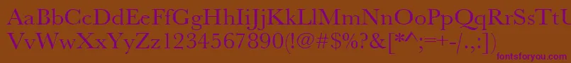 Czcionka Urwbaskertwid – fioletowe czcionki na brązowym tle