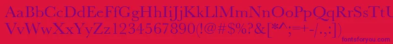 Police Urwbaskertwid – polices violettes sur fond rouge