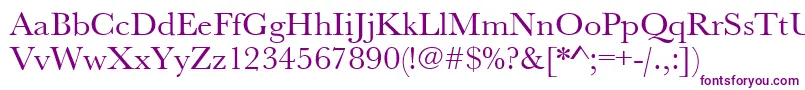 フォントUrwbaskertwid – 白い背景に紫のフォント