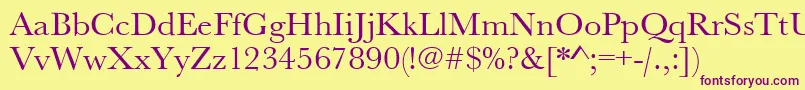 Urwbaskertwid-fontti – violetit fontit keltaisella taustalla