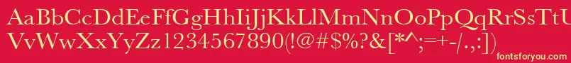 Шрифт Urwbaskertwid – жёлтые шрифты на красном фоне