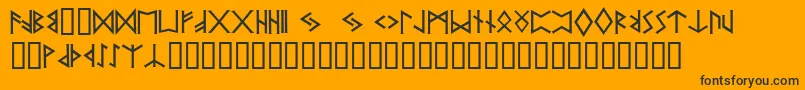 Prrunes2-Schriftart – Schwarze Schriften auf orangefarbenem Hintergrund