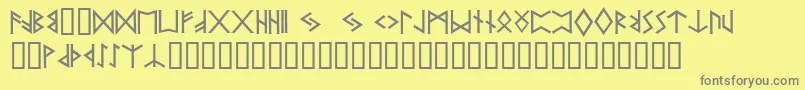 フォントPrrunes2 – 黄色の背景に灰色の文字