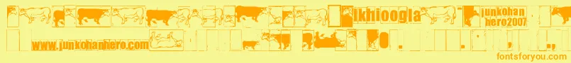 Więcej informacji o czcionce Ikhiooglacow Czcionka Ikhiooglacow – pomarańczowe czcionki na żółtym tle