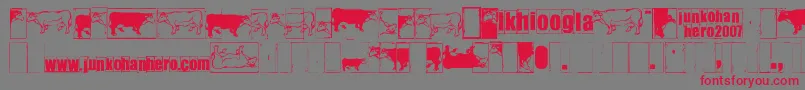 フォントIkhiooglacow – 赤い文字の灰色の背景