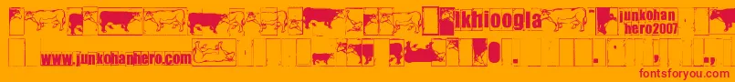 フォントIkhiooglacow – オレンジの背景に赤い文字