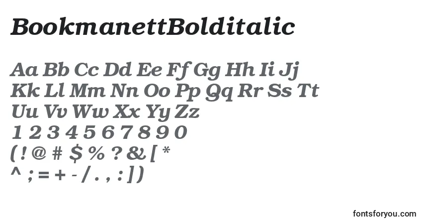 Schriftart BookmanettBolditalic – Alphabet, Zahlen, spezielle Symbole