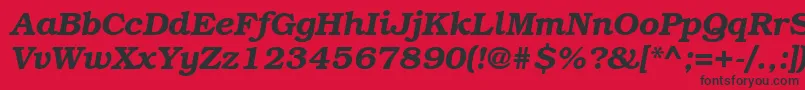BookmanettBolditalic-Schriftart – Schwarze Schriften auf rotem Hintergrund